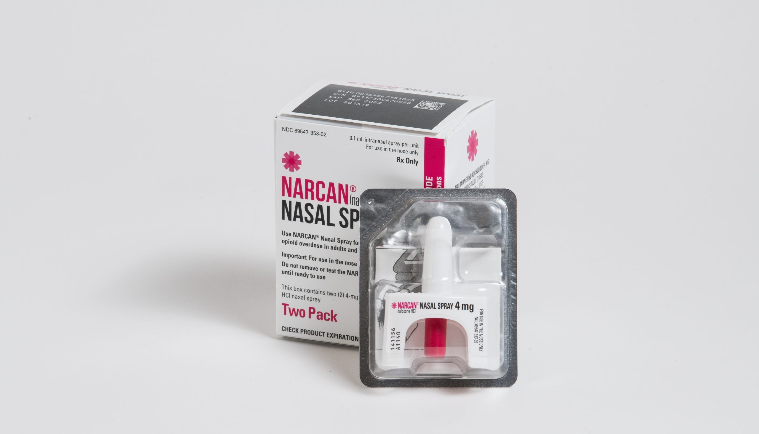 narcan box and nasal spray