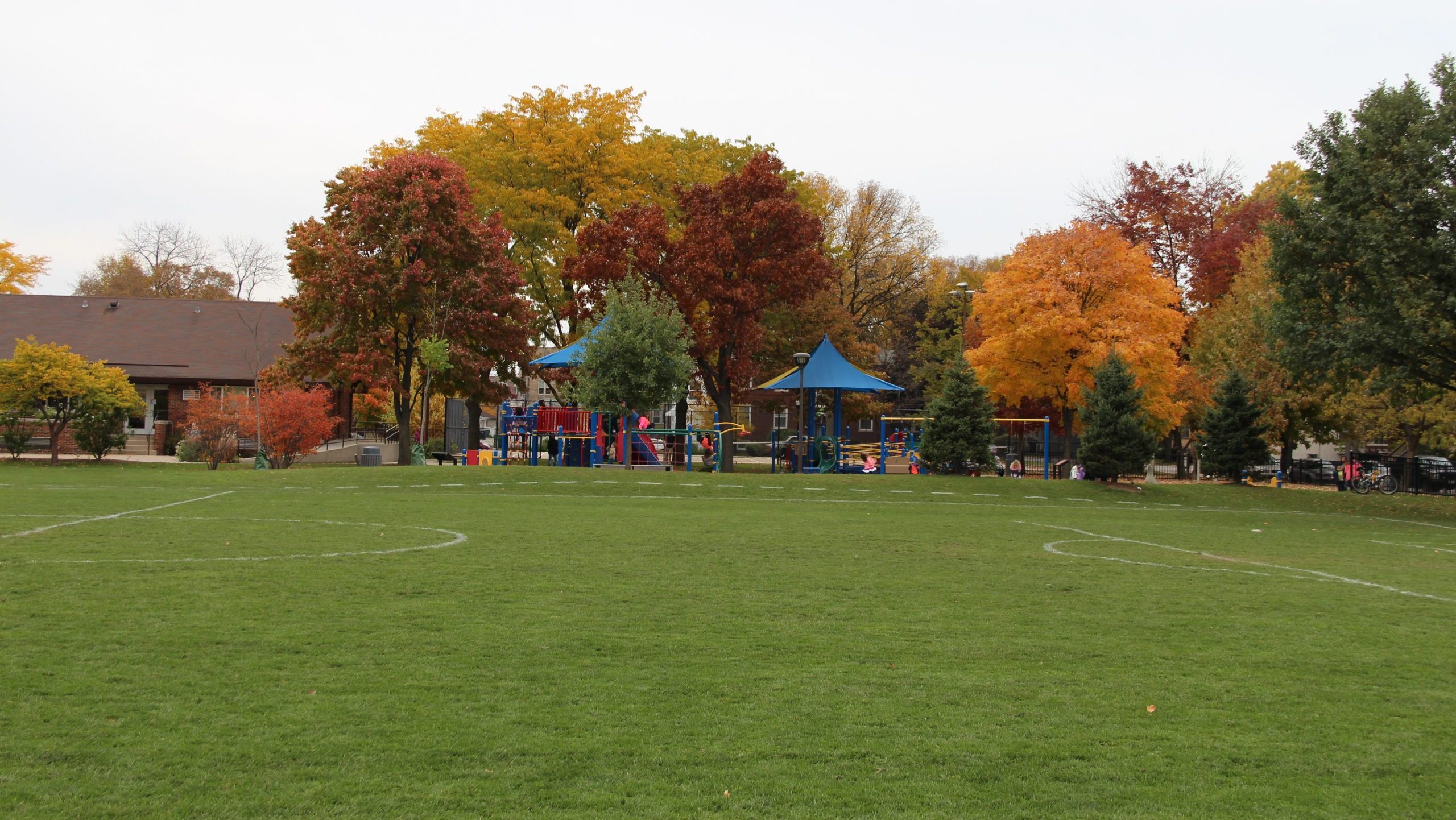 longfellow park with fall leaves