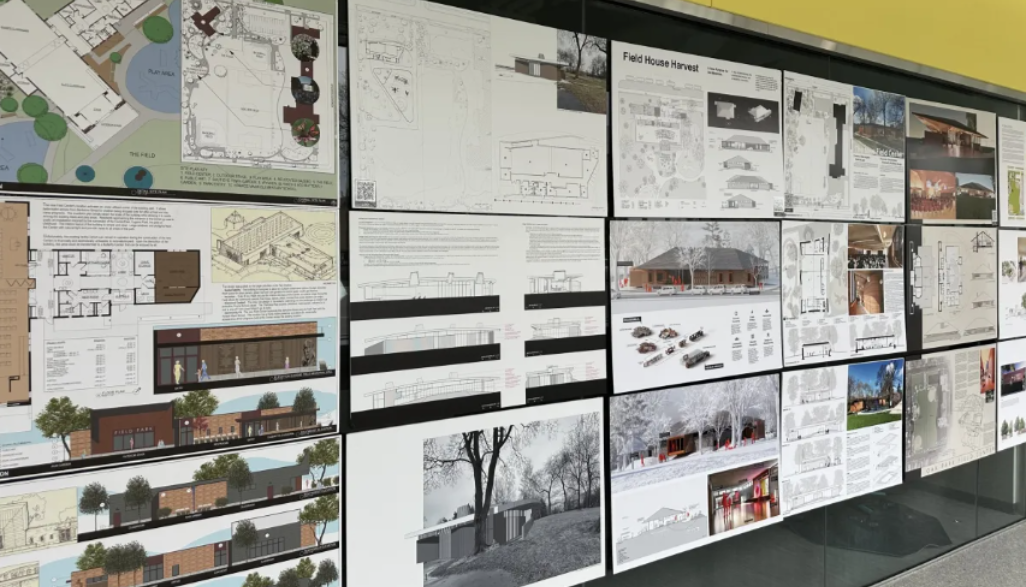 design submissions posted on crc walls