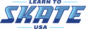 Learn to Skate USA logo with stylized blue text.