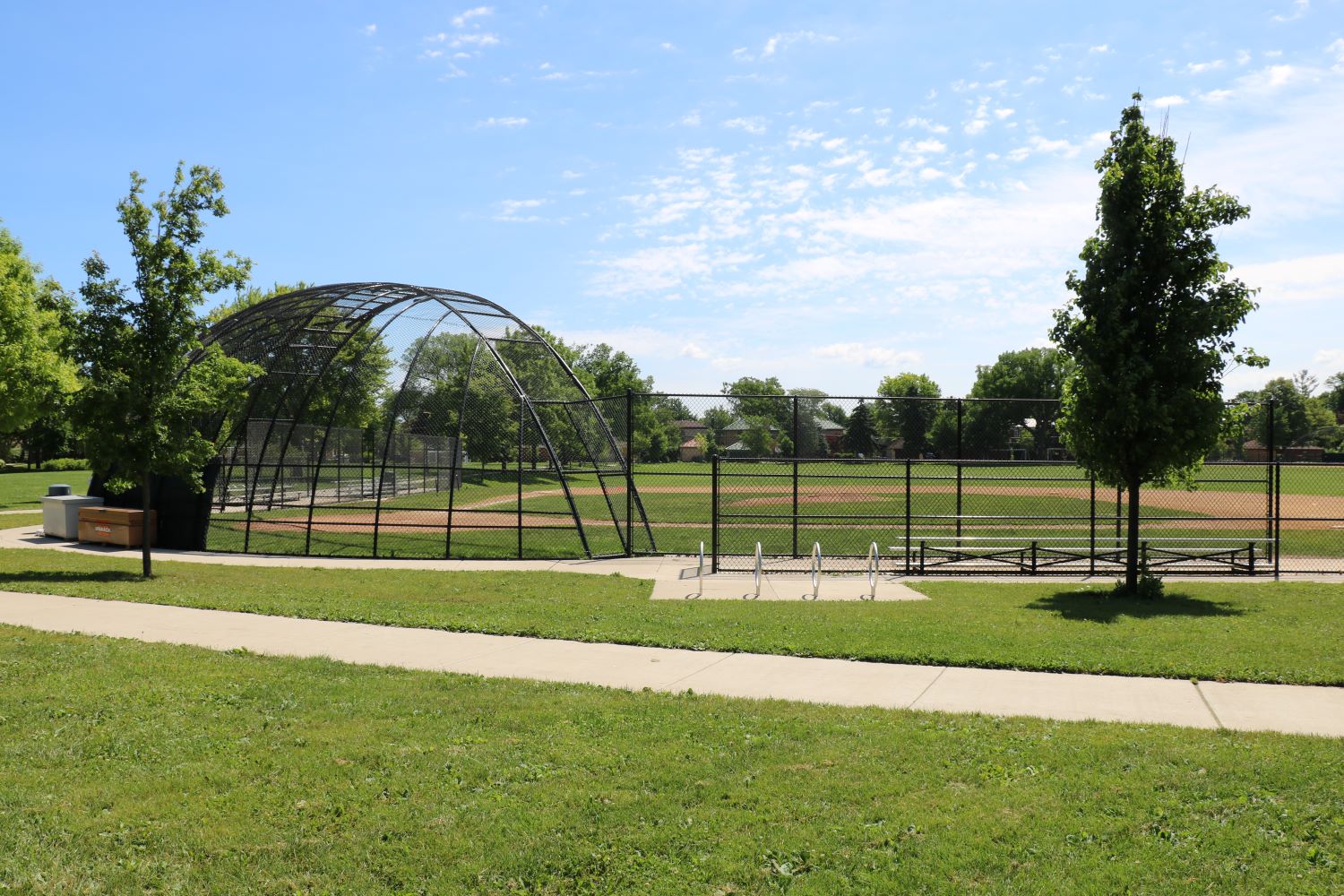 baseball diamond under blue skies
